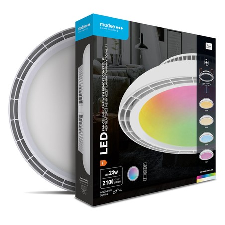 Plafonnier LED avec ventilateur Modee 24W RGB + 3CCT D450mm avec télécommande F1 (2100 lm)