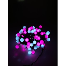Grinalda LED de Natal de pérolas de rede Modee (100LED/10m/10cm) rosa e branco frio