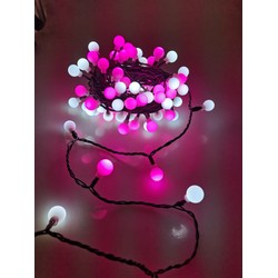 LED-Perlen-Weihnachtslichterkette mit Netzbetrieb Modee (100LED/10m/10cm) rosa und kaltweiß