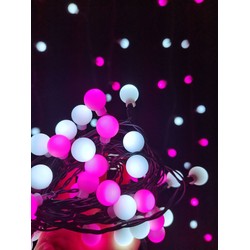 Grinalda LED de Natal de pérolas de rede Modee (100LED/10m/10cm) rosa e branco frio