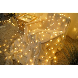 Girlanda LED z perełkami bożonarodzeniowa z zasilaniem sieciowym Modee (100LED/10m/10cm) barwa ciepła
