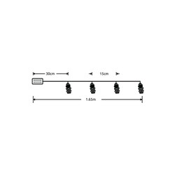 LED-kerstlichtsnoer op batterijen Modee C1013 (10LED/1.35m/15cm) warm wit
