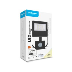 LED-strålkastare Modee serie A3 med sensor 10W 120° 4000K (1000 lm)