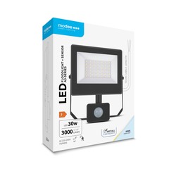 LED-strålkastare Modee serie A3 med sensor 30W 120° 6000K (3000 lm)