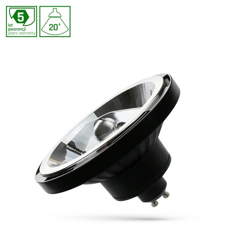 Foco LED AR111 10 W 4000 K GU10 20°, negro