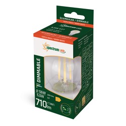 Bombilla LED de filamento 5,5 W 2700 K E27, regulable, vidrio transparente – foto 2