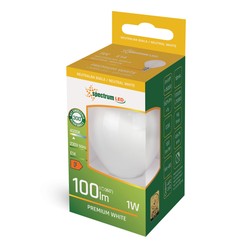 LED golf ball bulb 1 W 4000 K E14, opal