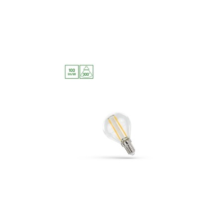 Bombilla LED esférica 1 W 2700 K E14, vidrio transparente