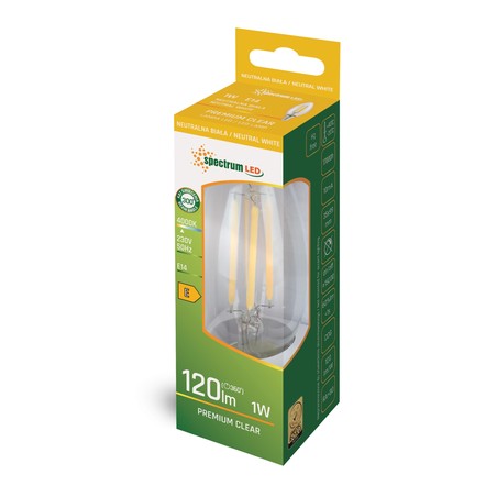 LED-kronljuslampa 1 W 4000 K E14, klart glas
