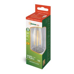 Lâmpada LED vela 1 W 2700 K E14, vidro transparente