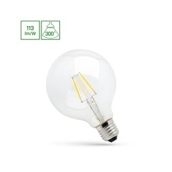 Bombilla LED globo 4 W 2700 K E27, vidrio transparente