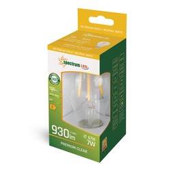 LED-filamentlampa 7 W 4000 K E27, klart glas