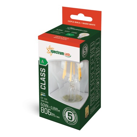 LED-Filamentlampe 3,8 W 3000 K E27, Klarglas