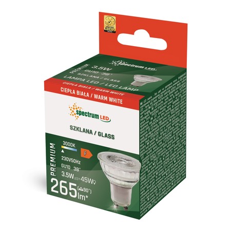 LED-spot GU10 3,5 W 3000 K 38°, glas, med lins