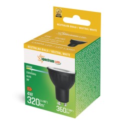 LED-spot GU10 4 W 4000 K 38°, med lins, svart