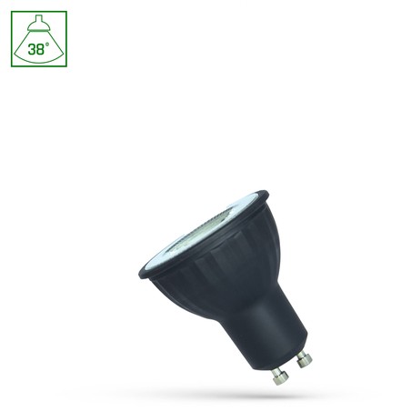 Foco LED GU10 4 W 3000 K 38°, com lente, preto