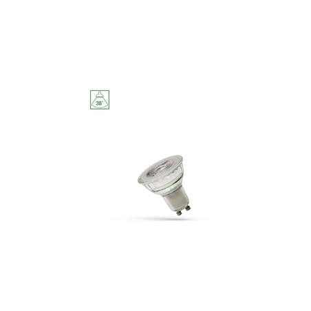 Foco LED GU10 5,5 W 3000 K 38°, de vidrio, regulable, con lente