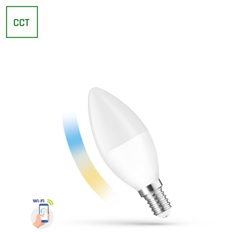 Светодиодная лампа-свеча Smart 5 W E14, диммируемый, CCT (регулируемая цветовая температура), Wi-Fi