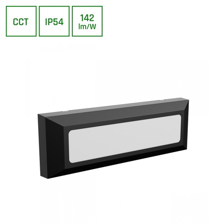 Aplique Encanta Face 6 W IP54, CCT (temperatura de cor ajustável), de superfície, preto