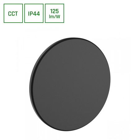 Aplique Piatta 12 W IP44, CCT (temperatura de cor ajustável), redondo, preto