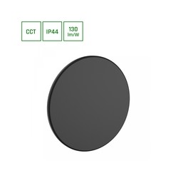 Wall light Piatta 18 W IP44, CCT (adjustable colour temperature), round, black