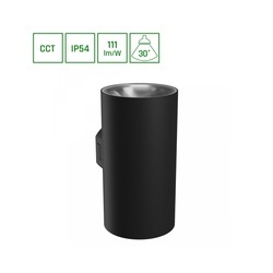 Aplique Torre 18 W IP54, CCT (temperatura de cor ajustável), redondo, preto – SLI003022CCT_PW