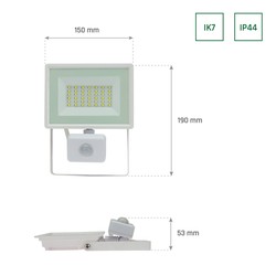 LED floodlight Noctis Lux 3 30 W 3000 K IP44, with sensor, white – photo 2