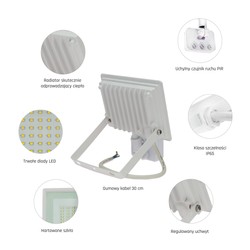 Proiettore LED Noctis Lux 3 30 W 3000 K IP44, con sensore, bianco – foto 7