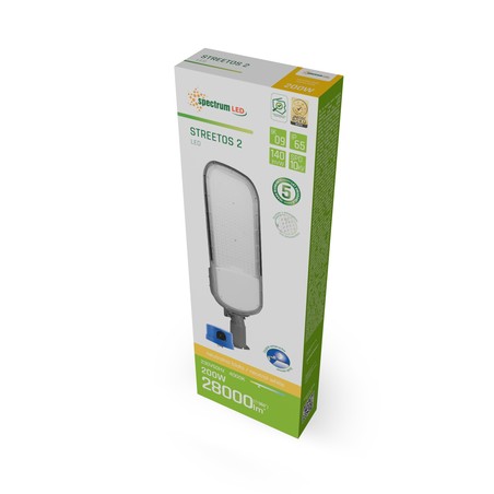 Luminária LED de iluminação pública Streetos 2 200 W 4000 K IP65, com detetor, cinzento