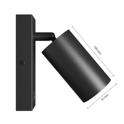Aplique Squalla Variosa GU10 IP20, redondo, com interruptor, preto – foto 5