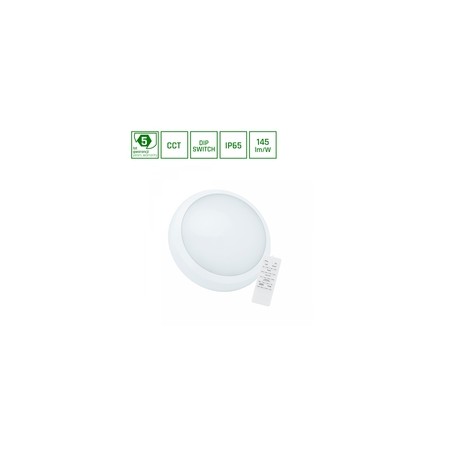 LED bulkhead light Nymphea City 24 W IP65, with sensor, CCT (adjustable colour temperature), round, white