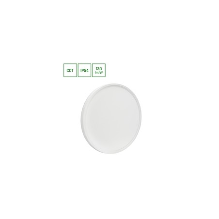 Plafón LED estanco Nymphea Flat Duo 36 W IP54, CCT (temperatura de color ajustable), redondo, blanco