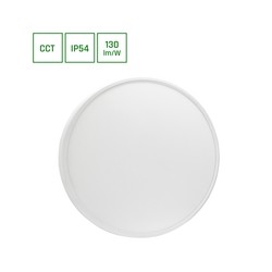 Plafon LED hermetyczny Nymphea Flat Duo 48 W IP54, CCT (regulowana temperatura barwowa), okrągły, biały – zdjęcie 2