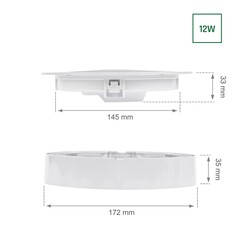 Downlight LED Algine 12 W 3000 K IP20, podtynkowy, natynkowy, okrągły – zdjęcie 9