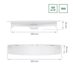 Downlight LED Algine 18 W 3000 K IP20, empotrable, de superficie, redondo