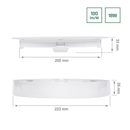 LED-Downlight Algine 18 W 3000 K IP20, Einbau, Aufbau, rund