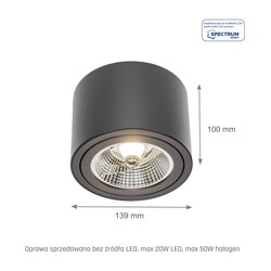 LED-spot AR111 Chloe GU10 IP20, rund, vridbar, svart – foto 8