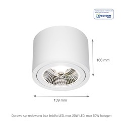 LED-spot AR111 Chloe GU10 IP20, rund, vridbar, vit – foto 5