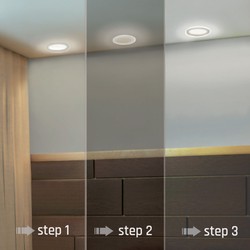 Plafon LED Fiale 3 Steps Aureola 5,5 W 3000 K IP44, okrągły, biały – zdjęcie 2
