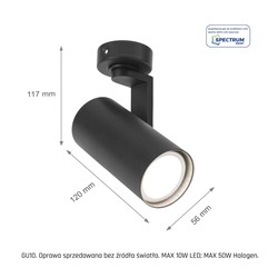 LED-taklampa Madara GU10 IP20, utanpåliggande, svart