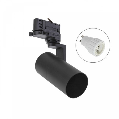 Foco LED para calha Madara Circuits GU10 IP20, trifásico, preto
