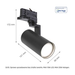Spot LED sur rail Madara Circuits GU10 IP20 triphasé noir – photo 3
