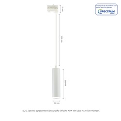 Foco para calha Madara GU10 IP20, trifásico, suspenso, branco – SLIP003020 – foto 5