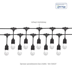 Prikkabel 10 m, 10 E27-fittingen, IP44, zwart – zonder lampen – foto 8