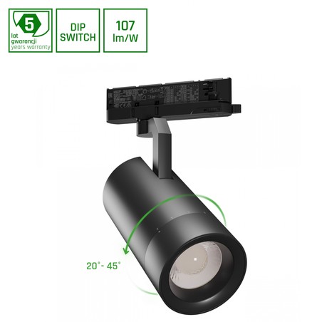 LED track spotlight Pava 2 19-42 W 4000 K 45° IP20, black