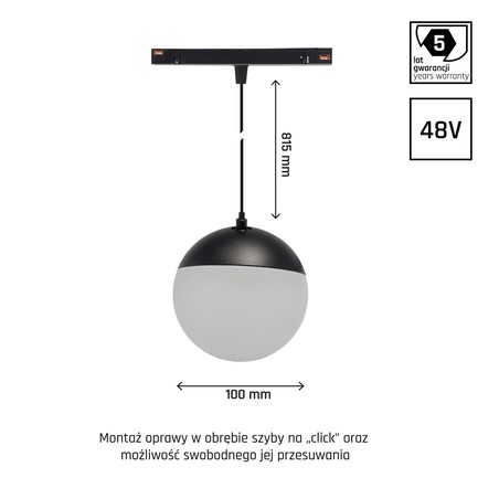 Luminária magnética globo WLD Shift 5 W 3000 K IP20, suspenso, preto