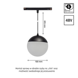 Magnetic globe light WLD Shift 5 W 3000 K IP20, suspended, black – photo 5