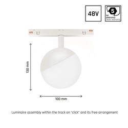 Oprawa magnetyczna kula WLD Shift 5 W 3000 K IP20, biały