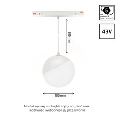 Magnetische bolarmatuur WLD Shift 5 W IP20, dimbaar, CCT (instelbare kleurtemperatuur), smart, hangend, wit