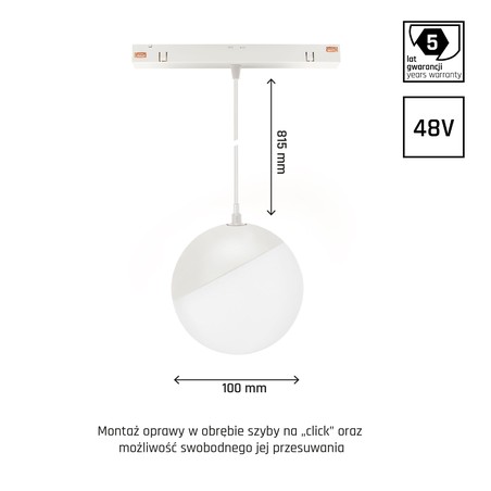 Luminaire magnétique globe WLD Shift 5 W IP20 dimmable CCT (température réglable) connecté suspendu blanc